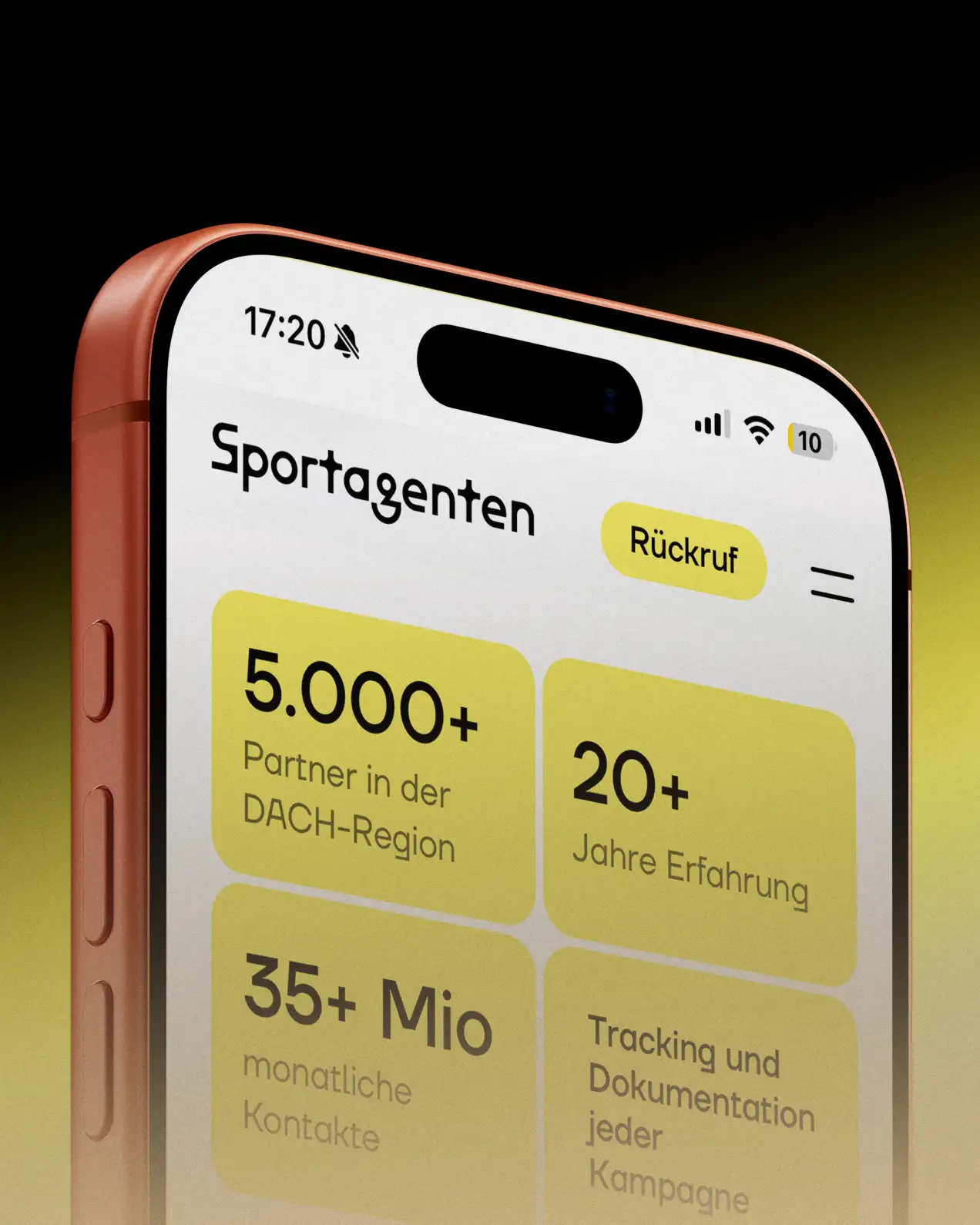 Mobile Website von Sportagenten